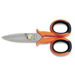 1128BMX Electrician's scissors, straight stainless steel blades, with microteeth