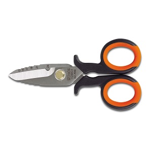 1128BSX Electrician's scissors with graduated milling profiles - c/w plastic case/sheath