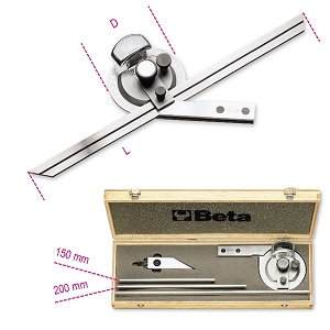 1678/C3 Bevel protractor, made from stainless steel, in hard case