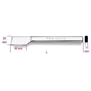 1343 Flat chisel with side cutter, chrome-plated