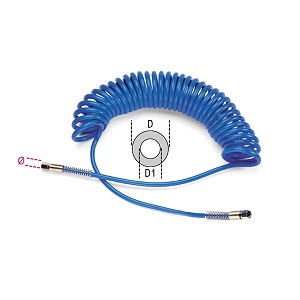 1915B Polyurethane recoil hoses, 95 shore, extendable up to 9 m