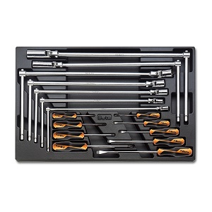 T164 T-handle swivelling sockets and Beta GRIP screwdrivers in hard thermorformed tray
