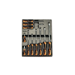 T167 Beta GRIP screwdrivers for slotted head screws in hard thermoformed tray