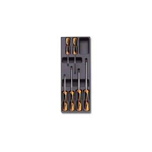 T202 Beta GRIP flat head screwdrivers in hard thermoformed tray