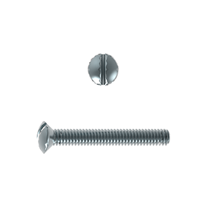 Machine Screw, Raised Countersunk Head Slotted, ISO 2010/DIN 964, Mild Steel Grade 4.8, Zinc Plated