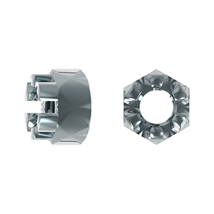 Hex Slotted Nut, DIN 935-1, Zinc Plated