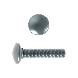 Carriage Bolt with Nut, ISO 8677/DIN 603, Mild Steel Class 4.8, Zinc Plated