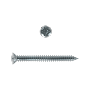 Self Tapping Screw, Countersunk Head Pozi, ISO 7050-C/DIN 7982-C, AB Point, Steel, Zinc Plated